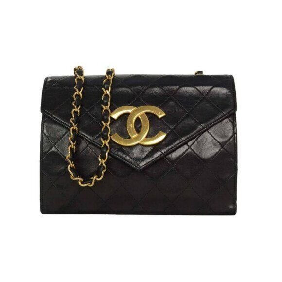 CHANEL Vintage Flap Bag Matelasse Quilted Lambskin Shoulder Chain Tote - Picture 1 of 15